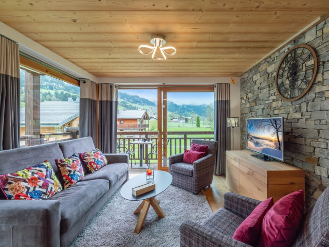 Residence Le Mont Blanc - Oasis, Apartment 07A, Chatel, Living room, Mountain view