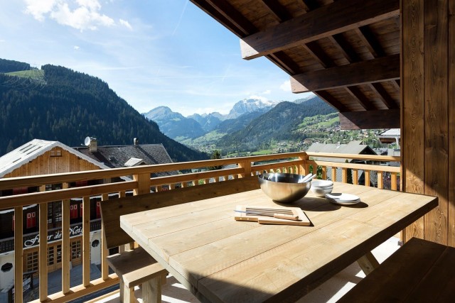 Résidence le Mont Royal, 8 personnes, Châtel, Vonnes, terrasse, mobilier de jardin, vue montagnes