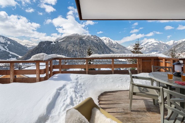 Résidence les Flambeaux, 6 personnes, Châtel, Boude, balcon, mobilier de jardin, vue montagnes