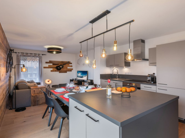 Residence Les Loges Blanches, Apartment B404, Chatel, Living room, Portes du soleil