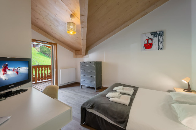 Résidence les Perles de Savoie 4 personnes Châtel centre, Chambre lit double, Alpes du Nord Location Séjour
