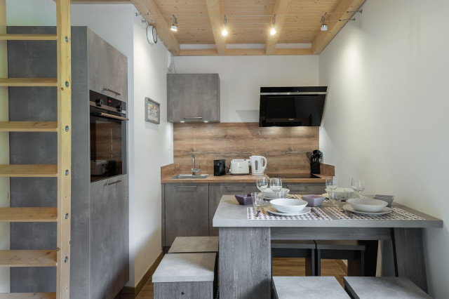 Résidence les Perles de Savoie 4 personnes Châtel centre, Coin repas Cuisine, Vacances Montagne Famille