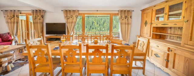 Residence Les Pins, Apartment 11, Châtel, Dining room and living room, Family holiday