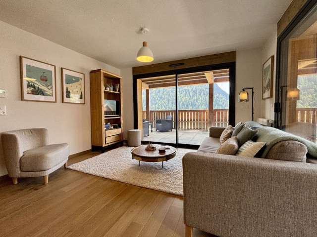 Les Soldanelles Residence, Building A, Apartment 02, living room, Châtel mountain summer vacation hiking
