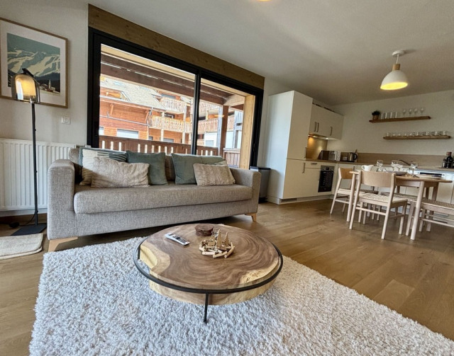 Les Soldanelles Residence, Building A, Apartment 02, living room, Châtel snow skiing family mountain vacation