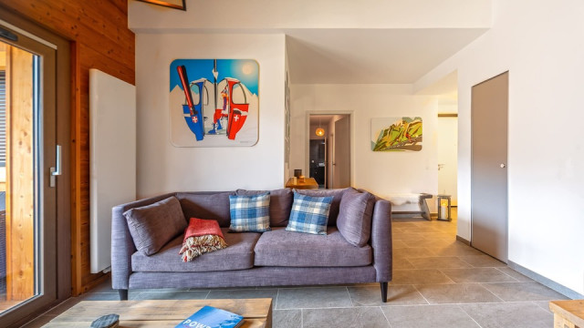 O Rouge Residence, Apartment A202, living room, Châtel, Haute-Savoie