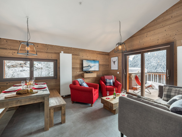 O Rouge Residence, Apartment A202, living room, Châtel, Haute-Savoie