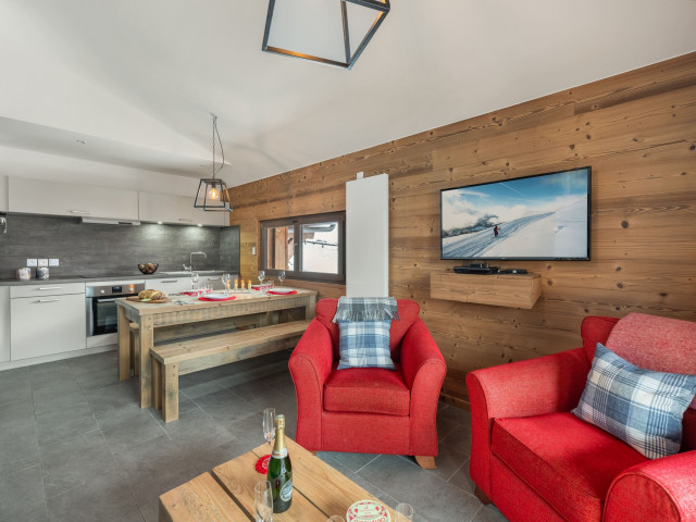 O Rouge Residence, Apartment A202, living room, Châtel: Ski, Snow, Sun
