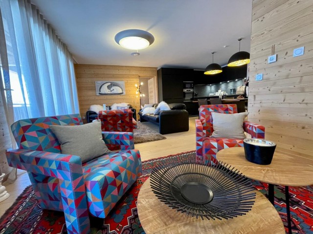 Résidence P'tite Grange, 6 personnes, Châtel, Boude, salon, salle à manger, cuisine ouverte