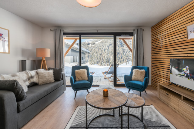 Résidence THE VIEW, 6 personnes, Châtel centre, Salon, Neige Portes du Soleil