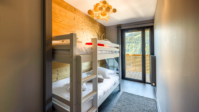 Residence the VIEW, Châtel centre, Bedroom bunk beds and balcony, Ski resort 74