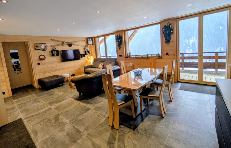 Appartement 103, résidence Bois Colombe, salon TV, Châtel Haute-Savoie