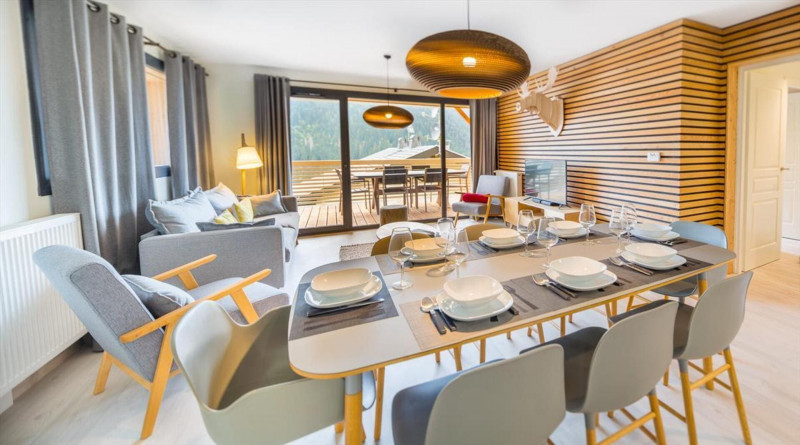 Appartement 6 personnes à Châtel résidence 360 centre du village salon salle à manger, Haute-Savoie
