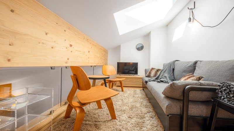Appartement Chalet des Freinets, 6 personnes, Châtel, salon sur la mezzanine