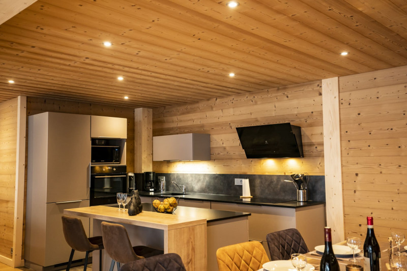 Appartement dans chalet 3 fontaines, 9 personnes, Cuisine, Châtel montagne