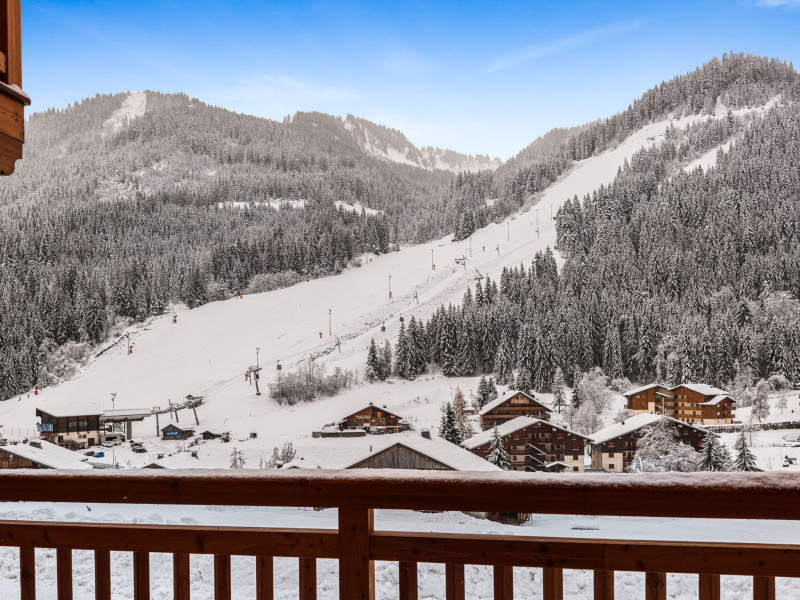 Appartement dans chalet 3 fontaines E3, Vue depuis le balcon, Pistes Linga Châtel