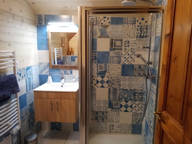 Appartement dans chalet le Détour, douche et WC de la chambre lit double, La Chapelle d'Abondance