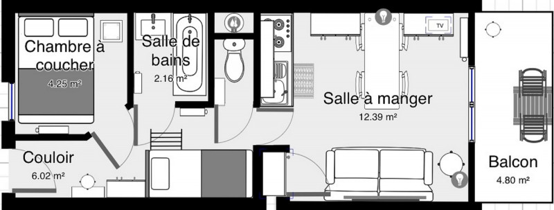 Appartement Les Biches 27B, plan, Châtel Reservation 