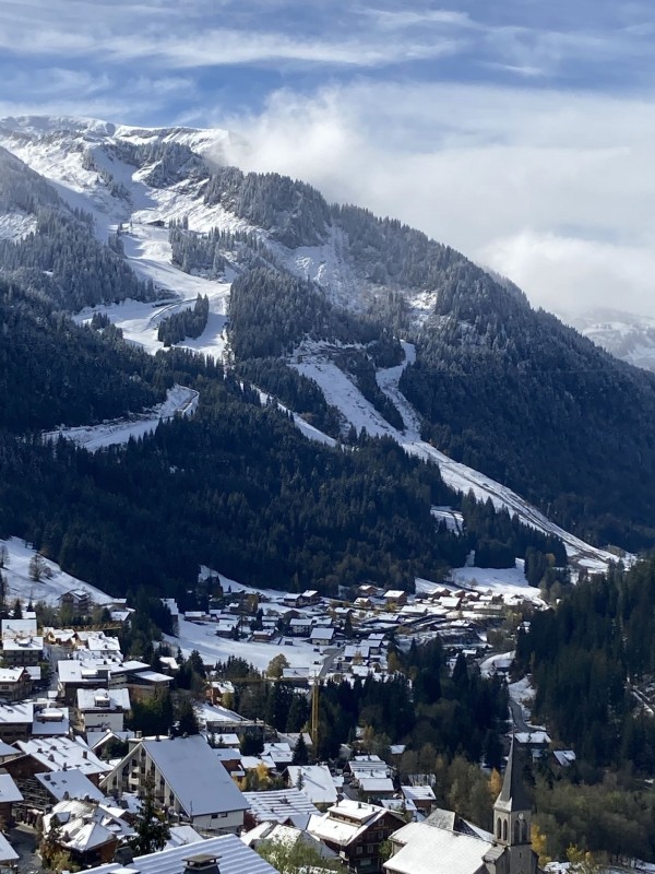 Appartement les Favioles n°9 vue depuis le balcon en hiver Châtel