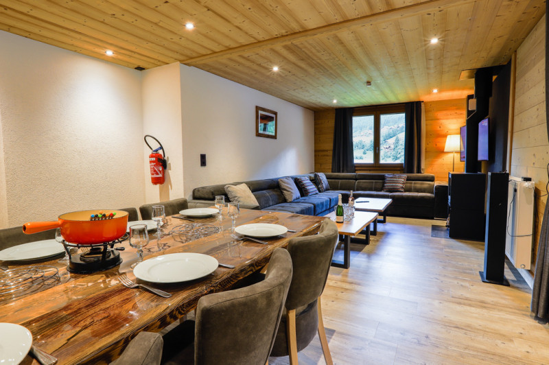 Appartement les Seracs dans chalet la Cascade, Châtel, séjour