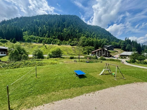 Chalet Haute Cime, private landscaped exterior, Châtel Vallée d'Abondance, summer family vacations mountain sun