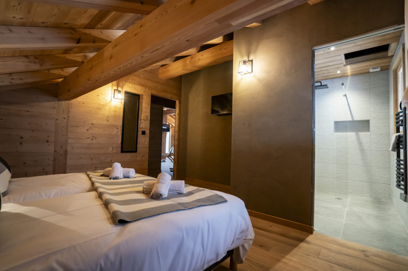 Chalet Juliette, Chambre 2 lits simples avec douche, Châtel