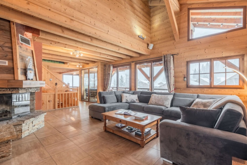 Chalet Les Romains, salon, Châtel ski vacances neige montagne