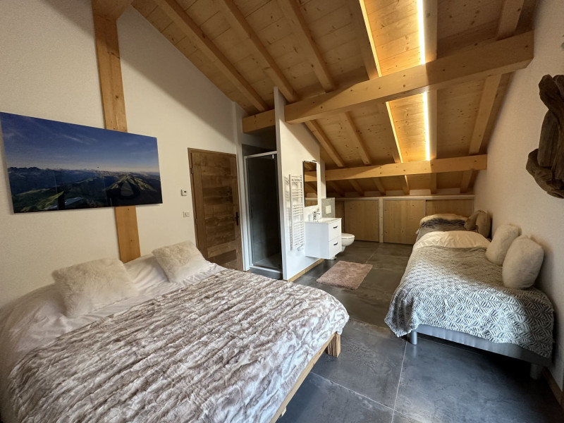 Demi Chalet Vadel, La Chapelle d'Abondance, Chambre 1 lit double + 2 lits simples, Vacances en famille