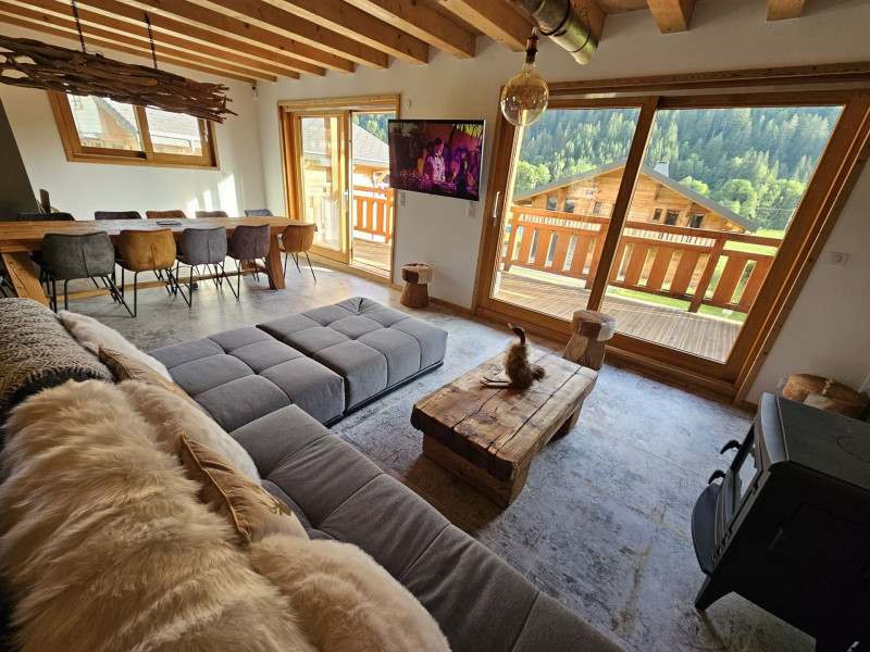 Semi Chalet Vadel, La Chapelle d'Abondance, Living room view, Winter 74