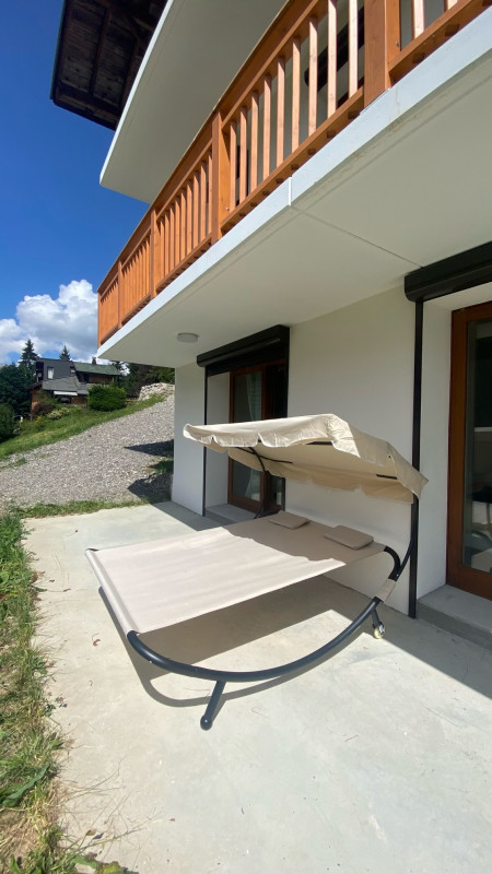 Delphine & François' Farm, terrace and lounge chairs, Châtel Abondance Cheese Delphine & François' Farm, terrace and lounge chairs, Châtel Abondance Cheese