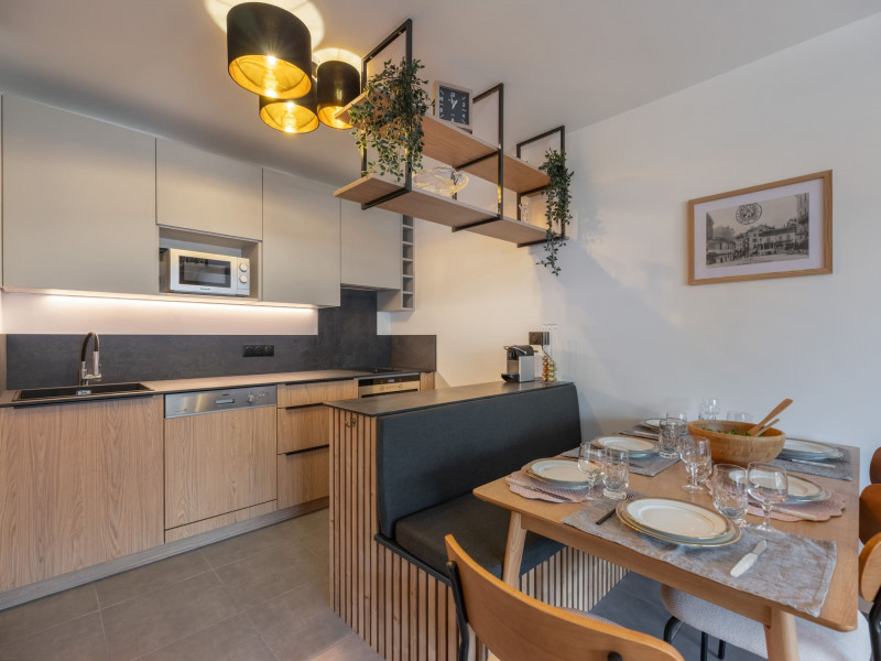 Apartment block Art Mony, Apartment 107, Chatel, Kitchen, High altitude raclette
