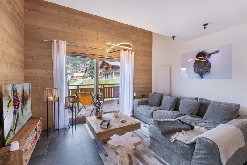 Residence l'Alpujarra, apartment 303, Living room with sofa, Châtel