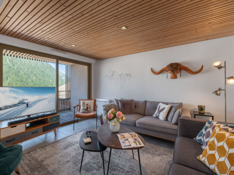Residence Le Lion d'Or, Apartment 4, Châtel, Living room, Portes du Soleil