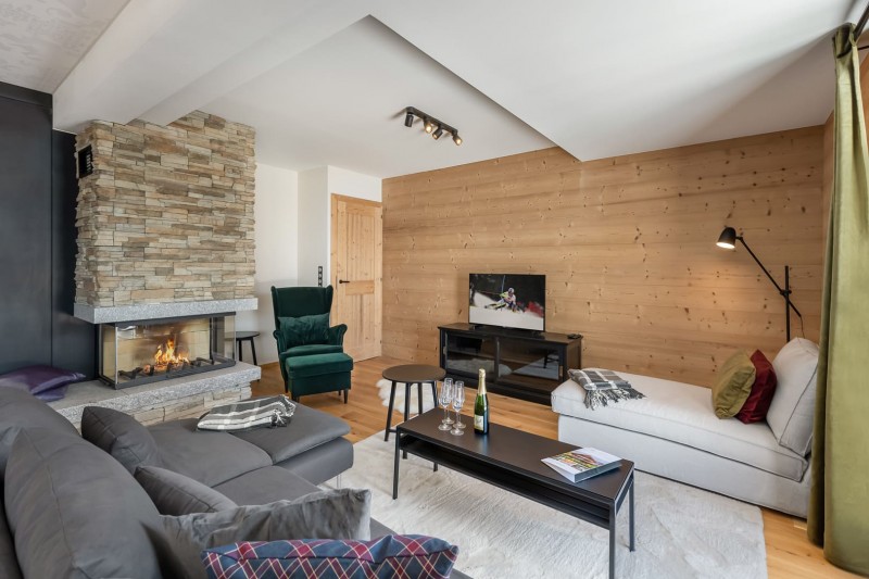Résidence les Flambeaux, 6 personnes, Châtel, Boude, salon, cheminée