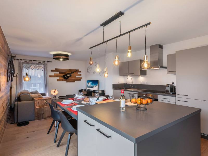 Residence Les Loges Blanches, Apartment B404, Chatel, Living room, Portes du soleil