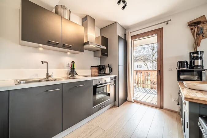 Résidence Les Loges Blanches, cuisine, Châtel hébergement