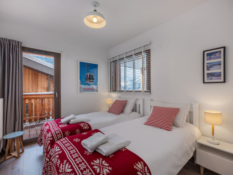 Résidence O Rouge, Appartement 2, Chambre 2 lits simples, Châtel Location de Vacances