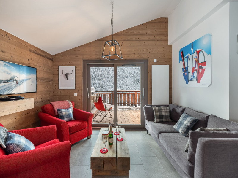 O Rouge Residence, Apartment A202, living room, Châtel: skiing, snow, mountains