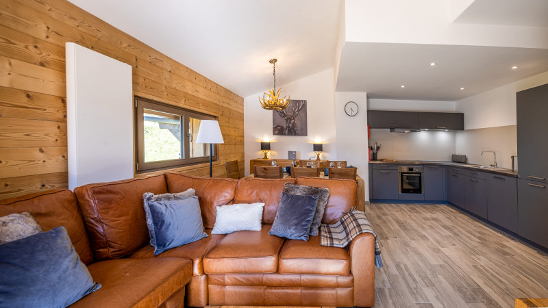 Residence O Rouge, Living room and kitchen, Châtel Haute-Savoie