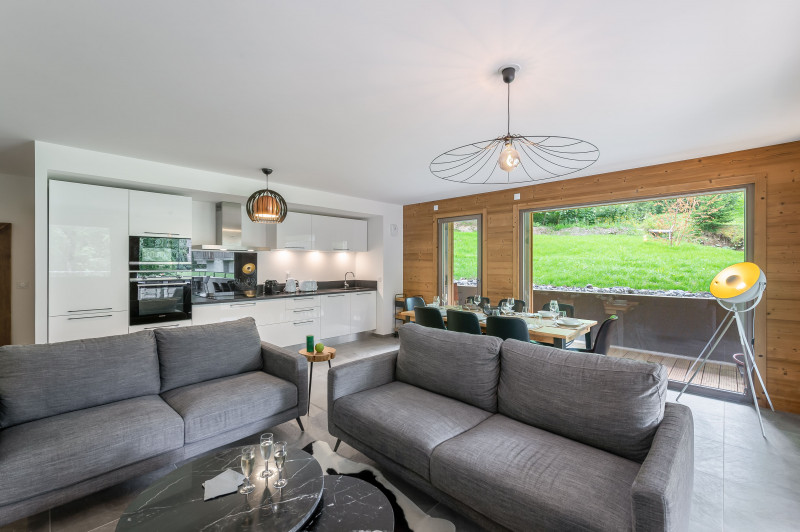 Quintessence residence Apt 101 B, Living room, Chatel Mountain vacations