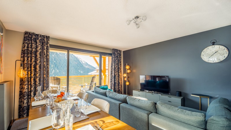 Résidence the VIEW, 6 personnes, Châtel, centre du village, salon, salle à manger