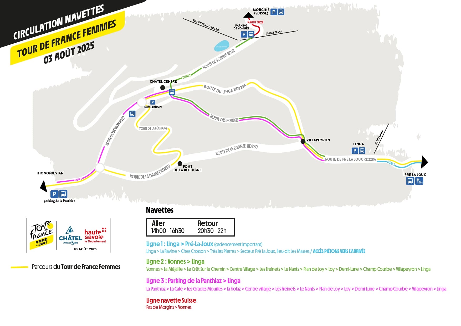 Châtel Tour de France Femmes' Shuttle Plan 3/08/25