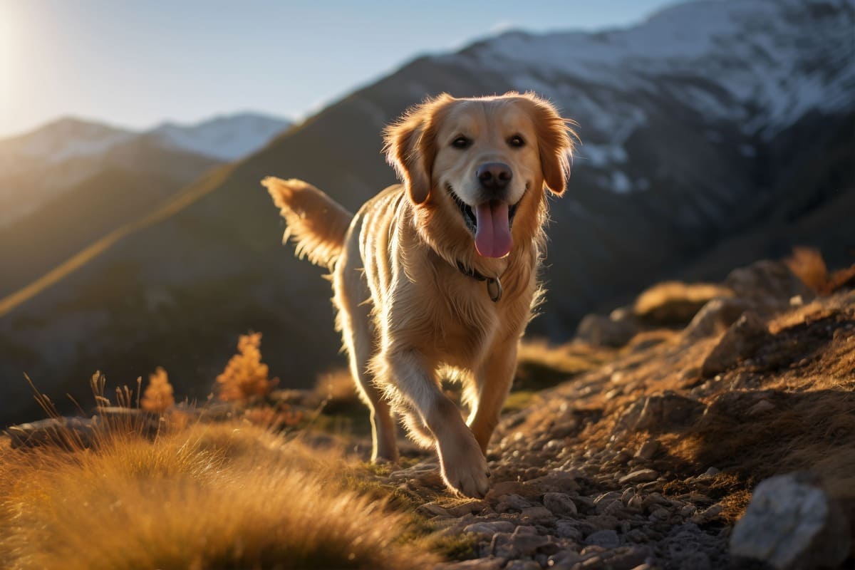 Un chien court dans les montagnes à Châtel Un chien court dans les montagnes à Châtel